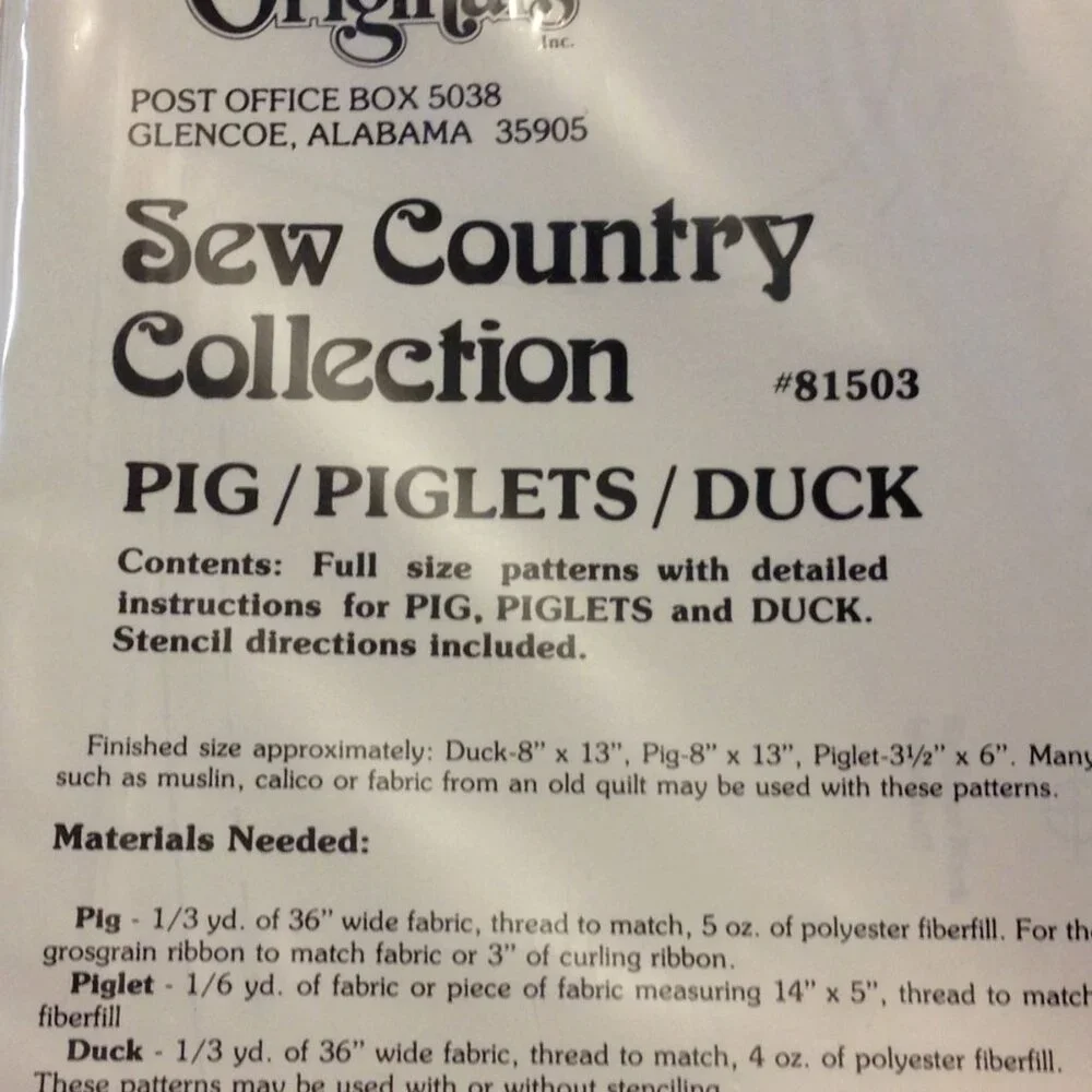 Vintage Sew Country Collection, Miss Martha Originals Patterns